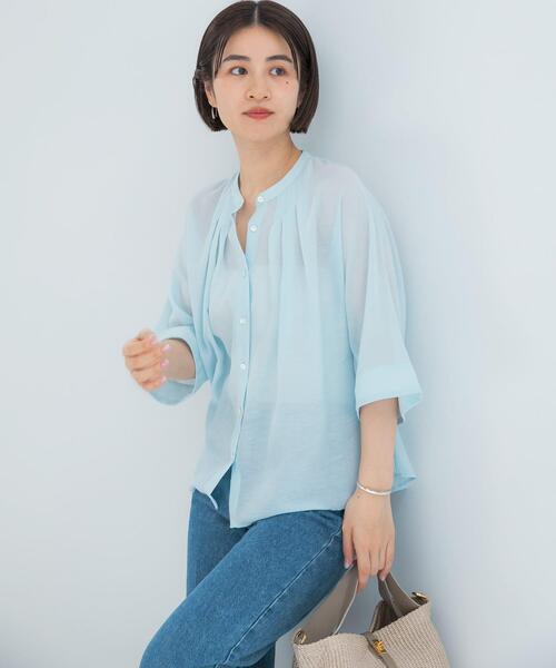 URBAN RESEARCH ROSSO WOMEN(アーバンリサーチ ロッソ)の「『WEB/一部店舗限定』リネン混ドルマンタックブラウス(シャツ/ブラウス・レディース・ブルー系その他/ブラック/オフホワイト・FREE)」の3枚目の写真