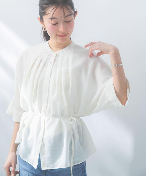 URBAN RESEARCH ROSSO WOMEN(アーバンリサーチ ロッソ)の「『WEB/一部店舗限定』リネン混ドルマンタックブラウス(シャツ/ブラウス・レディース・ブルー系その他/ブラック/オフホワイト・FREE)」の2枚目の写真