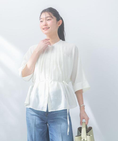 URBAN RESEARCH ROSSO WOMEN(アーバンリサーチ ロッソ)の「『WEB/一部店舗限定』リネン混ドルマンタックブラウス(シャツ/ブラウス・レディース・ブルー系その他/ブラック/オフホワイト・FREE)」の5枚目の写真