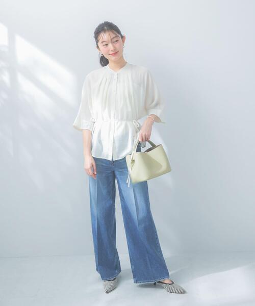 URBAN RESEARCH ROSSO WOMEN(アーバンリサーチ ロッソ)の「『WEB/一部店舗限定』リネン混ドルマンタックブラウス(シャツ/ブラウス・レディース・ブルー系その他/ブラック/オフホワイト・FREE)」の6枚目の写真
