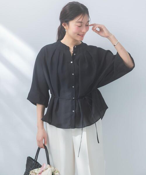 URBAN RESEARCH ROSSO WOMEN(アーバンリサーチ ロッソ)の「『WEB/一部店舗限定』リネン混ドルマンタックブラウス(シャツ/ブラウス・レディース・ブルー系その他/ブラック/オフホワイト・FREE)」の10枚目の写真