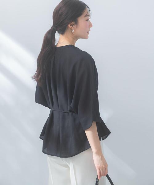 URBAN RESEARCH ROSSO WOMEN(アーバンリサーチ ロッソ)の「『WEB/一部店舗限定』リネン混ドルマンタックブラウス(シャツ/ブラウス・レディース・ブルー系その他/ブラック/オフホワイト・FREE)」の12枚目の写真