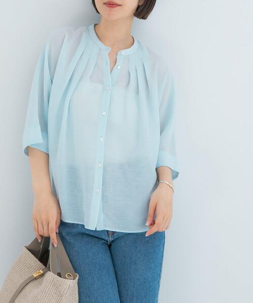 URBAN RESEARCH ROSSO WOMEN(アーバンリサーチ ロッソ)の「『WEB/一部店舗限定』リネン混ドルマンタックブラウス(シャツ/ブラウス・レディース・ブルー系その他/ブラック/オフホワイト・FREE)」の21枚目の写真