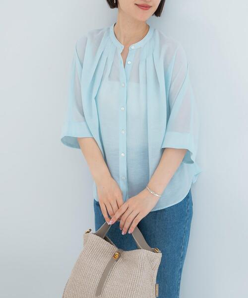 URBAN RESEARCH ROSSO WOMEN(アーバンリサーチ ロッソ)の「『WEB/一部店舗限定』リネン混ドルマンタックブラウス(シャツ/ブラウス・レディース・ブルー系その他/ブラック/オフホワイト・FREE)」の22枚目の写真