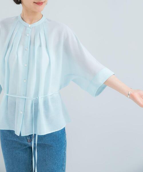 URBAN RESEARCH ROSSO WOMEN(アーバンリサーチ ロッソ)の「『WEB/一部店舗限定』リネン混ドルマンタックブラウス(シャツ/ブラウス・レディース・ブルー系その他/ブラック/オフホワイト・FREE)」の4枚目の写真