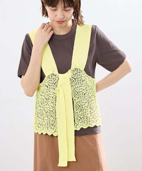 IENA(イエナ)の「《追加》enrica/エンリカ レースガラKNIT ニット KNIT 225(ニット/セーター・レディース・グレー/ブラック/イエロー・FREE)」の3枚目の写真