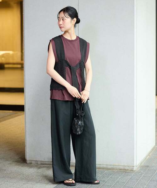 IENA(イエナ)の「《追加》enrica/エンリカ レースガラKNIT ニット KNIT 225(ニット/セーター・レディース・グレー/ブラック・FREE)」の3枚目の写真