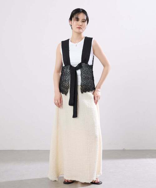 IENA(イエナ)の「《追加》enrica/エンリカ レースガラKNIT ニット KNIT 225(ニット/セーター・レディース・グレー/ブラック・FREE)」の4枚目の写真