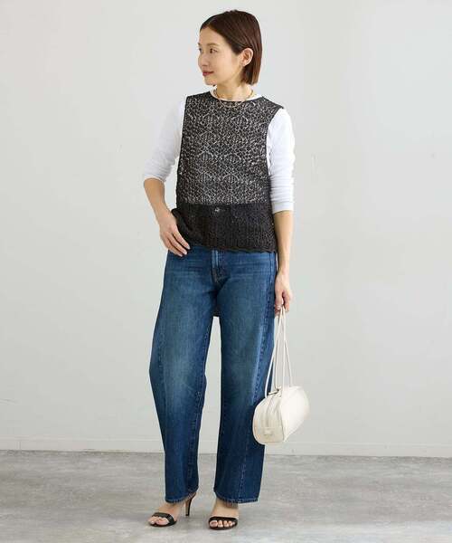 IENA(イエナ)の「《追加》enrica/エンリカ レースガラKNIT ニット KNIT 225(ニット/セーター・レディース・グレー/ブラック・FREE)」の5枚目の写真