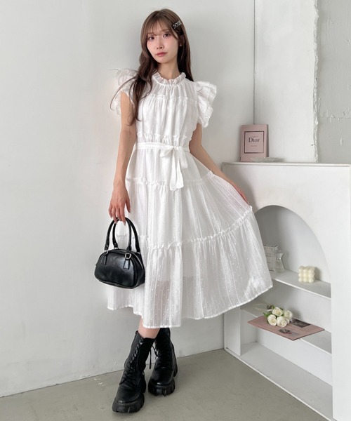 Loueme(ルエム)の「ドットティアードリボンロングワンピース(ワンピース・レディース・ホワイト/ライトグリーン/ピンク/ライトブルー・FREE)」の16枚目の写真