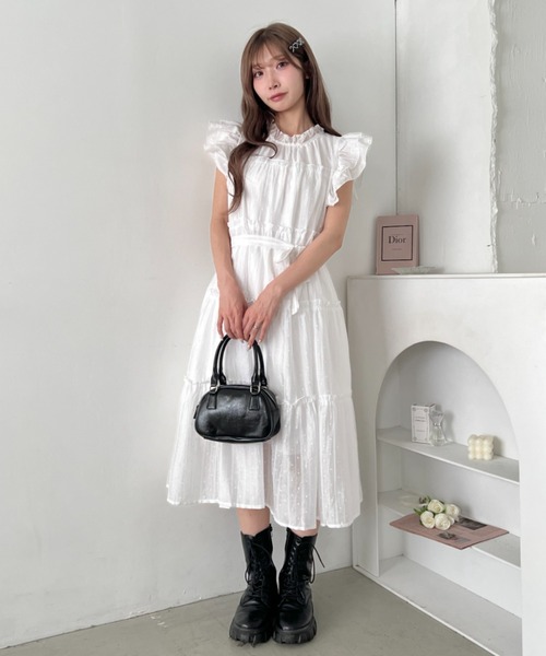 Loueme(ルエム)の「ドットティアードリボンロングワンピース(ワンピース・レディース・ホワイト/ライトグリーン/ピンク/ライトブルー・FREE)」の17枚目の写真