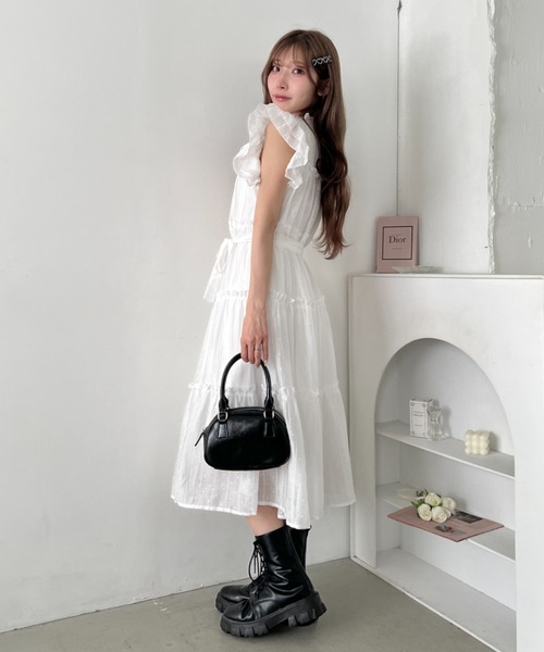 Loueme(ルエム)の「ドットティアードリボンロングワンピース(ワンピース・レディース・ホワイト/ライトグリーン/ピンク/ライトブルー・FREE)」の18枚目の写真