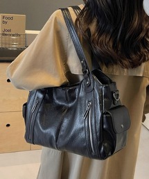 大容量2WAYダブルファスナーショルダーバッグ/通勤通学/A4サイズ対応