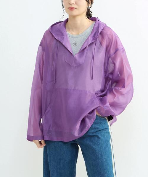 CONVERSE TOKYO（コンバーストウキョウ）の「SHEER MEXICAN HOODIE（シャツ/ブラウス・レディース・パープル/ネイビー/ホワイト・SMALL）」の4枚目の写真