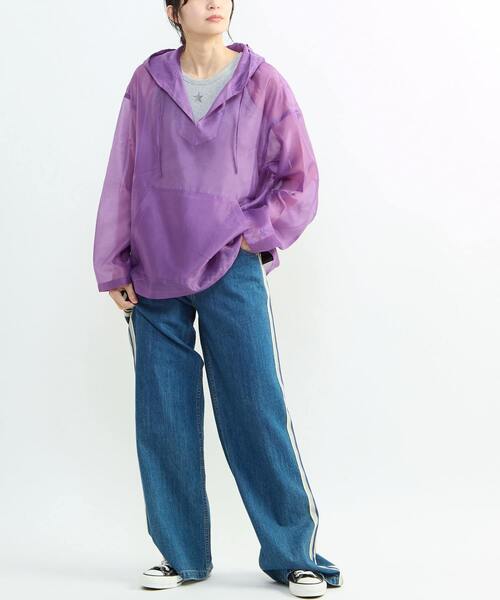 CONVERSE TOKYO（コンバーストウキョウ）の「SHEER MEXICAN HOODIE（シャツ/ブラウス・レディース・パープル/ネイビー/ホワイト・SMALL）」の7枚目の写真