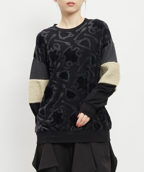 gomme(ゴム)の「アーム切替T(Tシャツ/カットソー・レディース・ブラック/チャコールグレー/ホワイト・MEDIUM)」の1枚目の写真