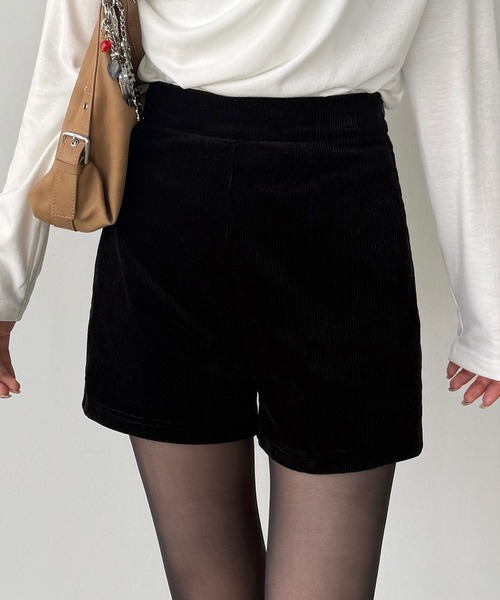 callautia(カラウティア)の「コーデュロイハイウエストショートパンツ(その他パンツ・レディース・ブラック/ブラウン/グレー・MEDIUM/SMALL/LARGE)」の1枚目の写真