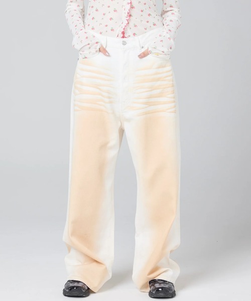 Little sunny bite（リトルサニーバイト）の「littlesunnybite/リトルサニーバイト/color spray denim pants（デニムパンツ・レディース・ピンク/ベージュ/ブルー・S/M）」の5枚目の写真