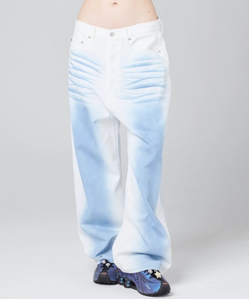 Little sunny bite（リトルサニーバイト）の「littlesunnybite/リトルサニーバイト/color spray denim pants（デニムパンツ・レディース・ピンク/ベージュ/ブルー・S/M）」の9枚目の写真
