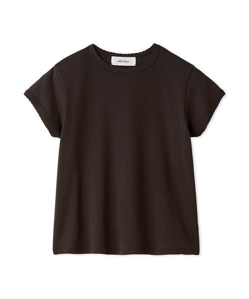 Mila Owen(ミラオーウェン)の「【接触冷感】スカラップデザインコンパクトTシャツ(Tシャツ/カットソー・レディース・ホワイト/ブラック/ピンク/ブラウン・F)」の3枚目の写真