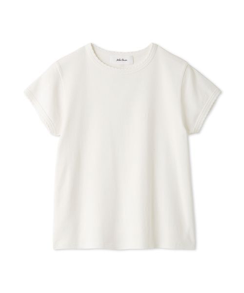 Mila Owen(ミラオーウェン)の「【接触冷感】スカラップデザインコンパクトTシャツ(Tシャツ/カットソー・レディース・ホワイト/ブラック/ピンク/ブラウン・F)」の1枚目の写真