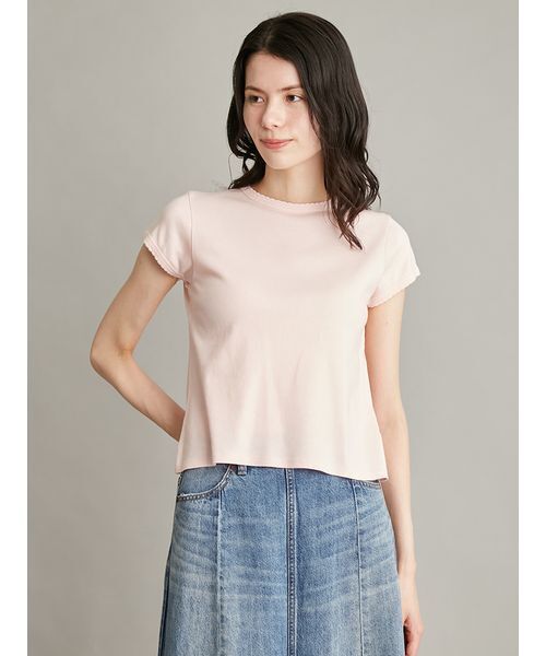 Mila Owen(ミラオーウェン)の「【接触冷感】スカラップデザインコンパクトTシャツ(Tシャツ/カットソー・レディース・ホワイト/ブラック/ピンク/ブラウン・F)」の8枚目の写真