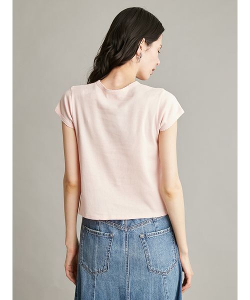 Mila Owen(ミラオーウェン)の「【接触冷感】スカラップデザインコンパクトTシャツ(Tシャツ/カットソー・レディース・ホワイト/ブラック/ピンク/ブラウン・F)」の10枚目の写真