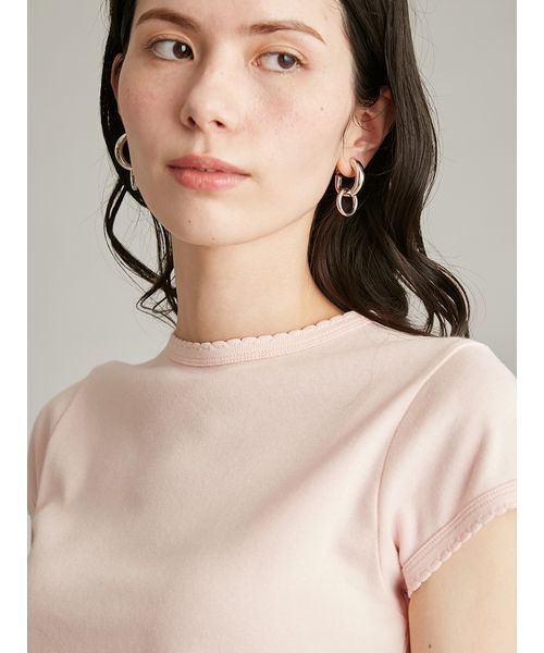 Mila Owen(ミラオーウェン)の「【接触冷感】スカラップデザインコンパクトTシャツ(Tシャツ/カットソー・レディース・ホワイト/ブラック/ピンク/ブラウン・F)」の11枚目の写真