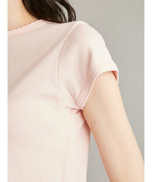 Mila Owen(ミラオーウェン)の「【接触冷感】スカラップデザインコンパクトTシャツ(Tシャツ/カットソー・レディース・ホワイト/ブラック/ピンク/ブラウン・F)」の12枚目の写真
