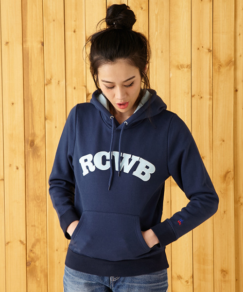RCWB/フードロゴ パーカー RODEO CROWNS WIDE BOWL RCWBコーデュロイロゴパーカー ネイビー