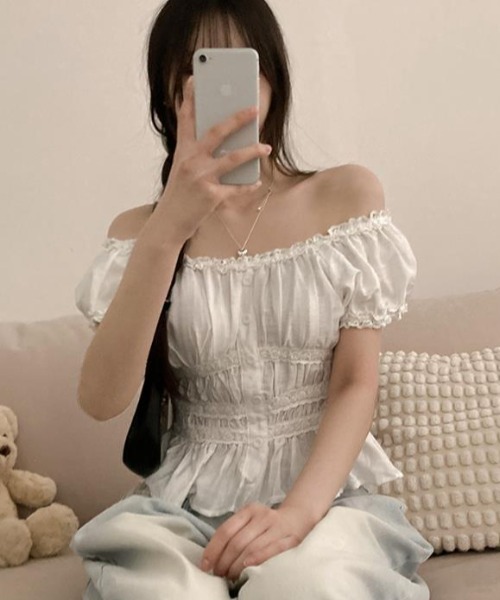 semplice（センプリチェ）の「ブラウス【韓国ファッション】（シャツ/ブラウス・レディース・ピンク/ホワイト・F）」の10枚目の写真