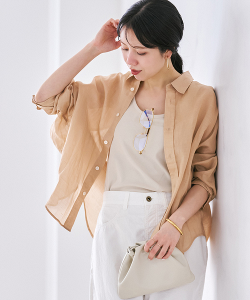 plage（プラージュ）の「Linen mix ニュアンスシャツ（シャツ/ブラウス・レディース・ピンク/ホワイト/ブラック/ベージュ・FREE）」の3枚目の写真