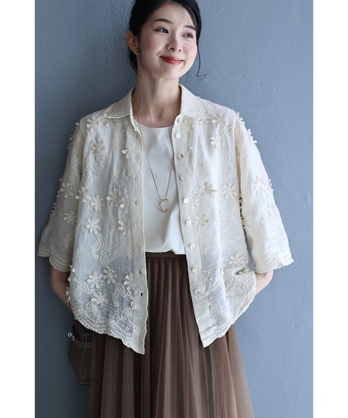 cawaii(カワイイ)の「2wayスリーブの花びら浮かぶ柔らかシャツトップス(シャツ/ブラウス・レディース・アイボリー・FREE)」の9枚目の写真
