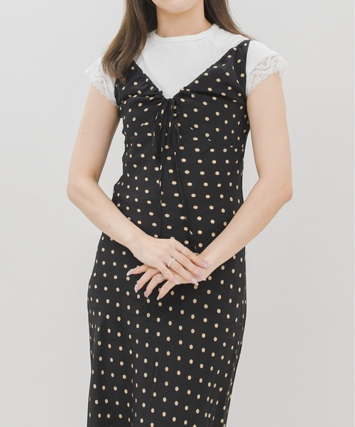 MISCH MASCH(ミッシュマッシュ)の「2026春夏新作 ドット柄リボンキャミワンピース(ワンピース・レディース・ブラウン/ブラック・フリ-)」の6枚目の写真