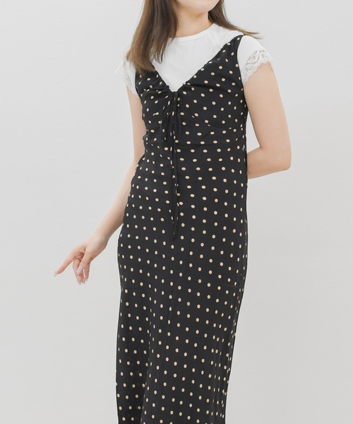 MISCH MASCH(ミッシュマッシュ)の「2026春夏新作 ドット柄リボンキャミワンピース(ワンピース・レディース・ブラウン/ブラック・フリ-)」の7枚目の写真