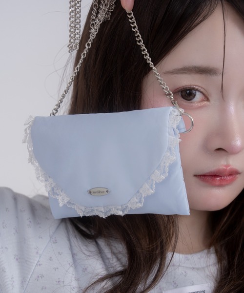 mellowneon（メロウネオン）の「チェーンレースミニポシェット/リップポーチ（ショルダーバッグ・レディース・クリーム/ブルー系その他/ブラック/ピンク・FREE）」の7枚目の写真