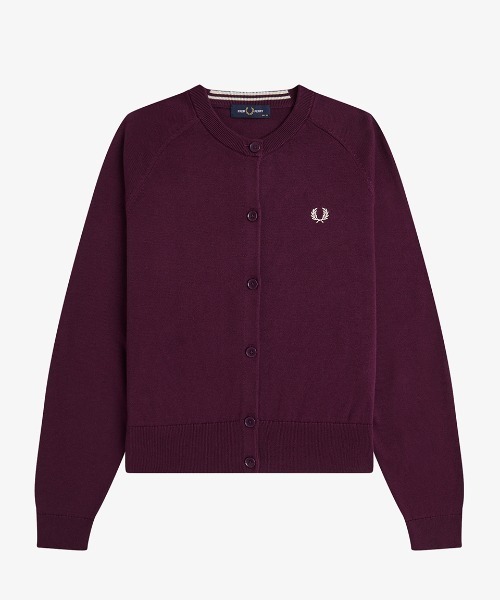 FRED PERRY(フレッドペリー)の「Crew Neck Cardigan/クルーネックカーディガン(カーディガン/ボレロ・レディース・ブラック/プラム・10/8)」の5枚目の写真