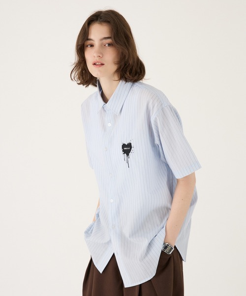 ONCILY(オンシェリー)の「MELTING HEART STRIPE SHIRT / メルティングハートストライプシャツ(シャツ/ブラウス・メンズ・ブラック/ホワイト/ブルー・LARGE/SMALL/MEDIUM)」の12枚目の写真