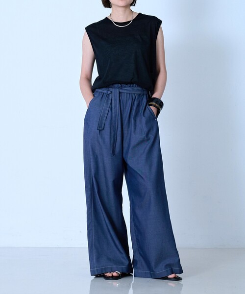 qualite(カリテ)の「【涼やか素材】コットンリヨセルデニムワイドパンツ(デニムパンツ・レディース・インディゴブルー・36/38)」の18枚目の写真