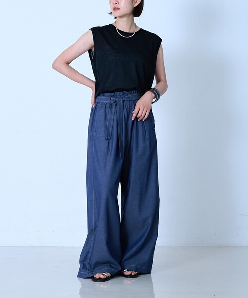 qualite(カリテ)の「【涼やか素材】コットンリヨセルデニムワイドパンツ(デニムパンツ・レディース・インディゴブルー・36/38)」の19枚目の写真