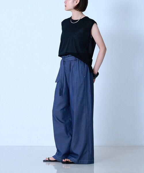 qualite(カリテ)の「【涼やか素材】コットンリヨセルデニムワイドパンツ(デニムパンツ・レディース・インディゴブルー・36/38)」の20枚目の写真