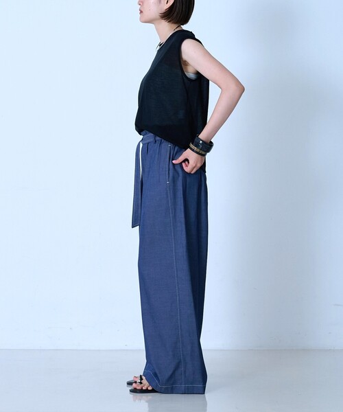 qualite(カリテ)の「【涼やか素材】コットンリヨセルデニムワイドパンツ(デニムパンツ・レディース・インディゴブルー・36/38)」の21枚目の写真
