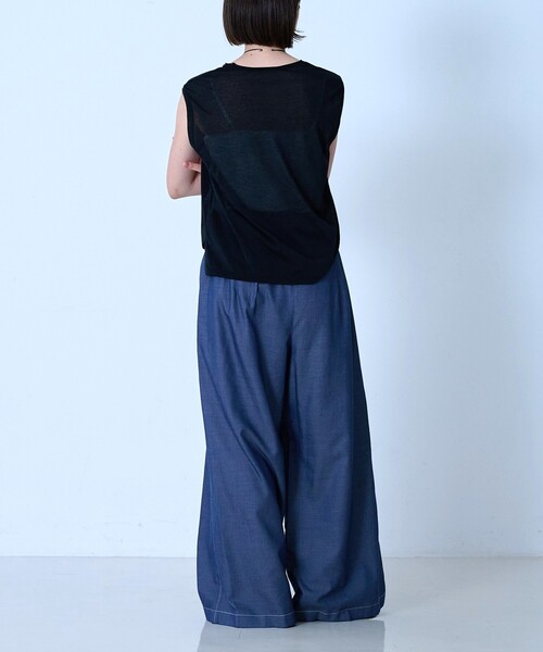 qualite(カリテ)の「【涼やか素材】コットンリヨセルデニムワイドパンツ(デニムパンツ・レディース・インディゴブルー・36/38)」の22枚目の写真