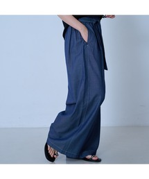 qualite | 【涼やか素材】コットンリヨセルデニムワイドパンツ(デニムパンツ)