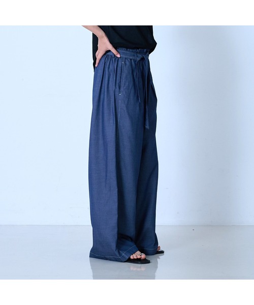 qualite(カリテ)の「【涼やか素材】コットンリヨセルデニムワイドパンツ(デニムパンツ・レディース・インディゴブルー・36/38)」の6枚目の写真
