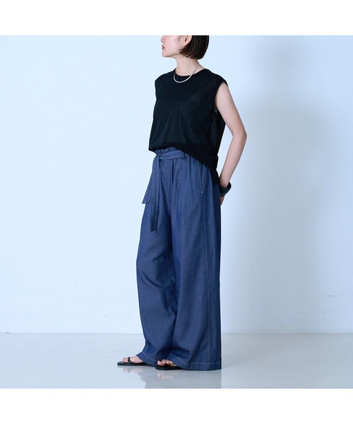 qualite(カリテ)の「【涼やか素材】コットンリヨセルデニムワイドパンツ(デニムパンツ・レディース・インディゴブルー・36/38)」の8枚目の写真