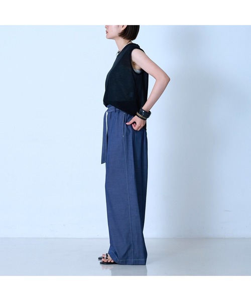 qualite(カリテ)の「【涼やか素材】コットンリヨセルデニムワイドパンツ(デニムパンツ・レディース・インディゴブルー・36/38)」の4枚目の写真