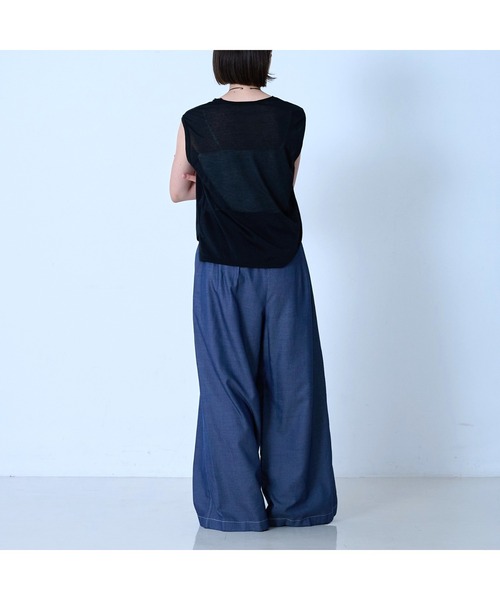 qualite(カリテ)の「【涼やか素材】コットンリヨセルデニムワイドパンツ(デニムパンツ・レディース・インディゴブルー・36/38)」の5枚目の写真
