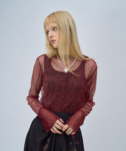 HARE（ハレ）の「シアープリーツフレアカットLS(HARE)（Tシャツ/カットソー・レディース・ブラック/パープル/シルバー/ブルー/レッド・FREE）」の4枚目の写真