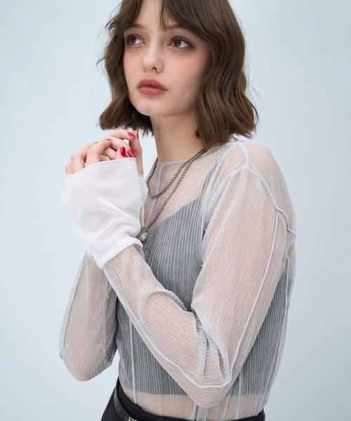 HARE（ハレ）の「シアープリーツフレアカットLS(HARE)（Tシャツ/カットソー・レディース・ブラック/パープル/シルバー/ブルー/レッド・FREE）」の5枚目の写真